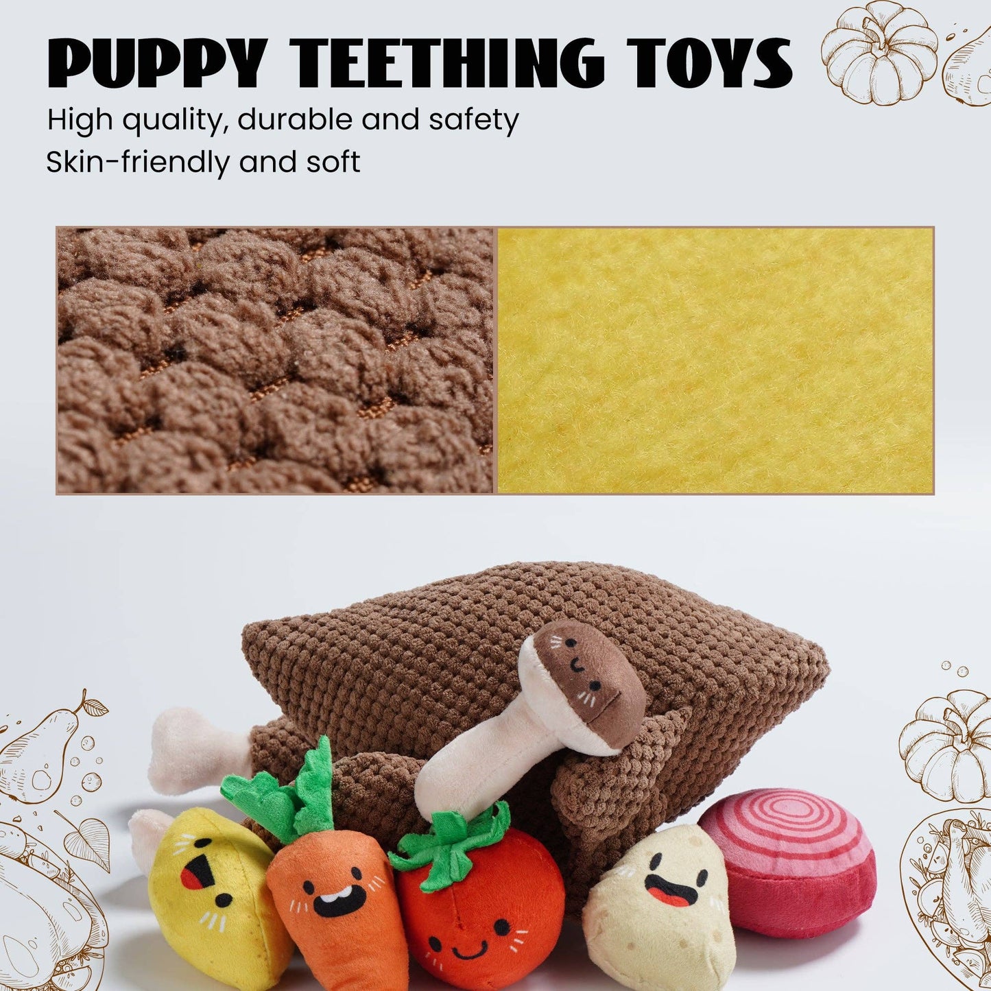 7 Piece Turkey Squeaky Dog Puzzle Toys