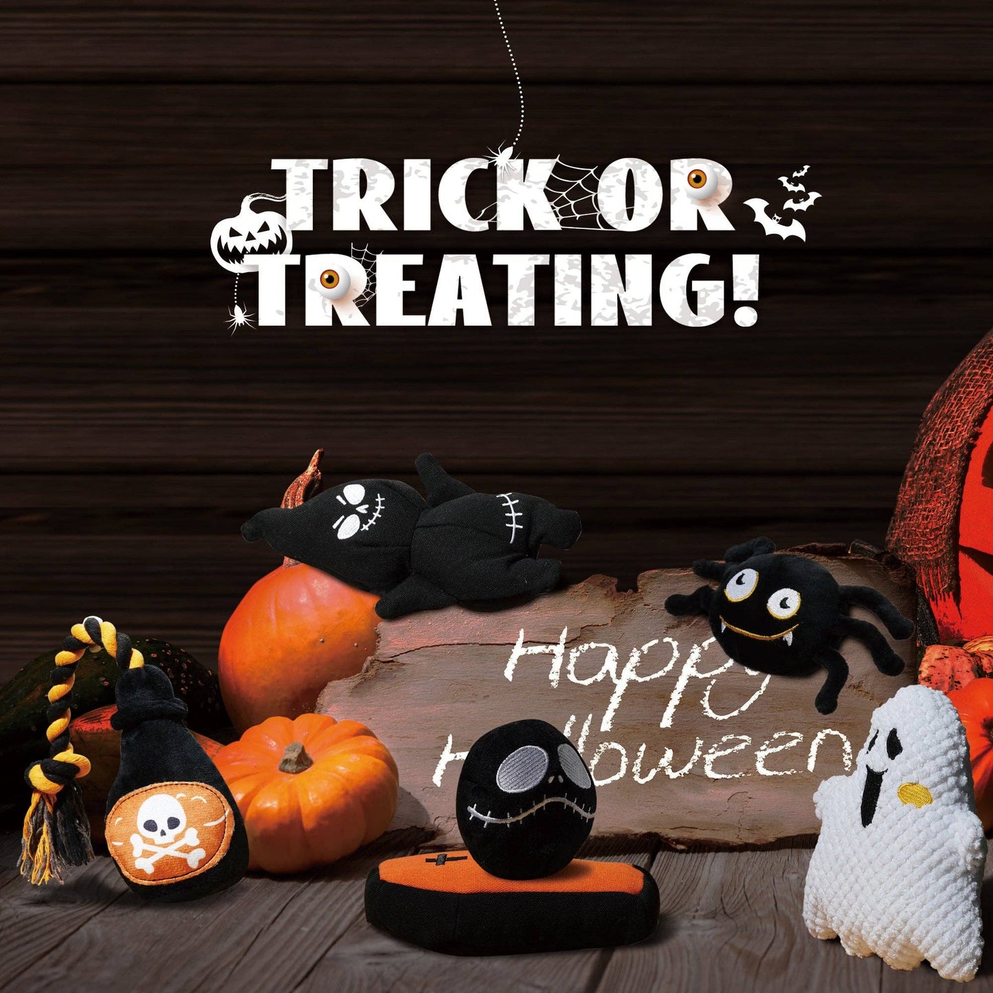 Nocciola 6 PCS Halloween Dog Squeaky Toys for Aggressive chewers