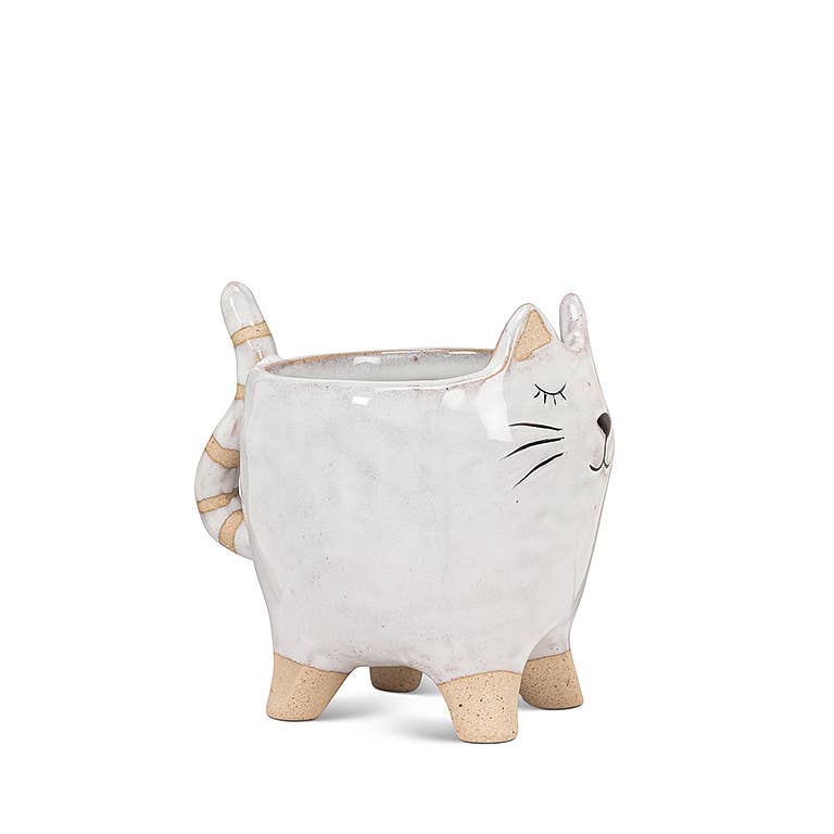 Small Cat with Tail Planter - 4"L