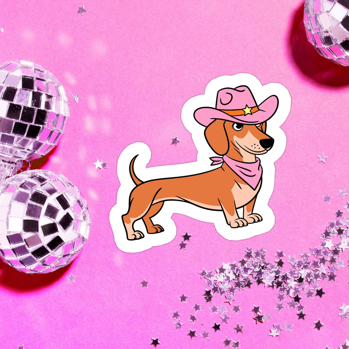 Western Dachshund Waterproof Vinyl Sticker