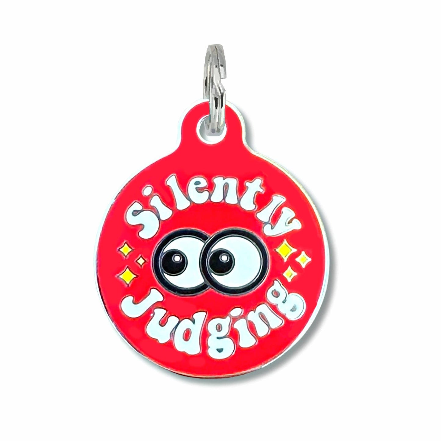 Dog Tag Collar Charm - Silently Judging - QR Code