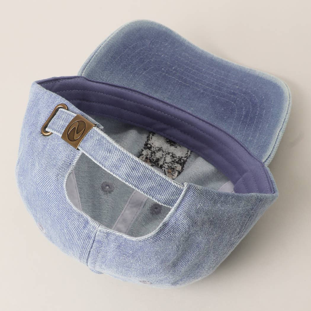 Siberian Husky Embroidered Denim Baseball Cap