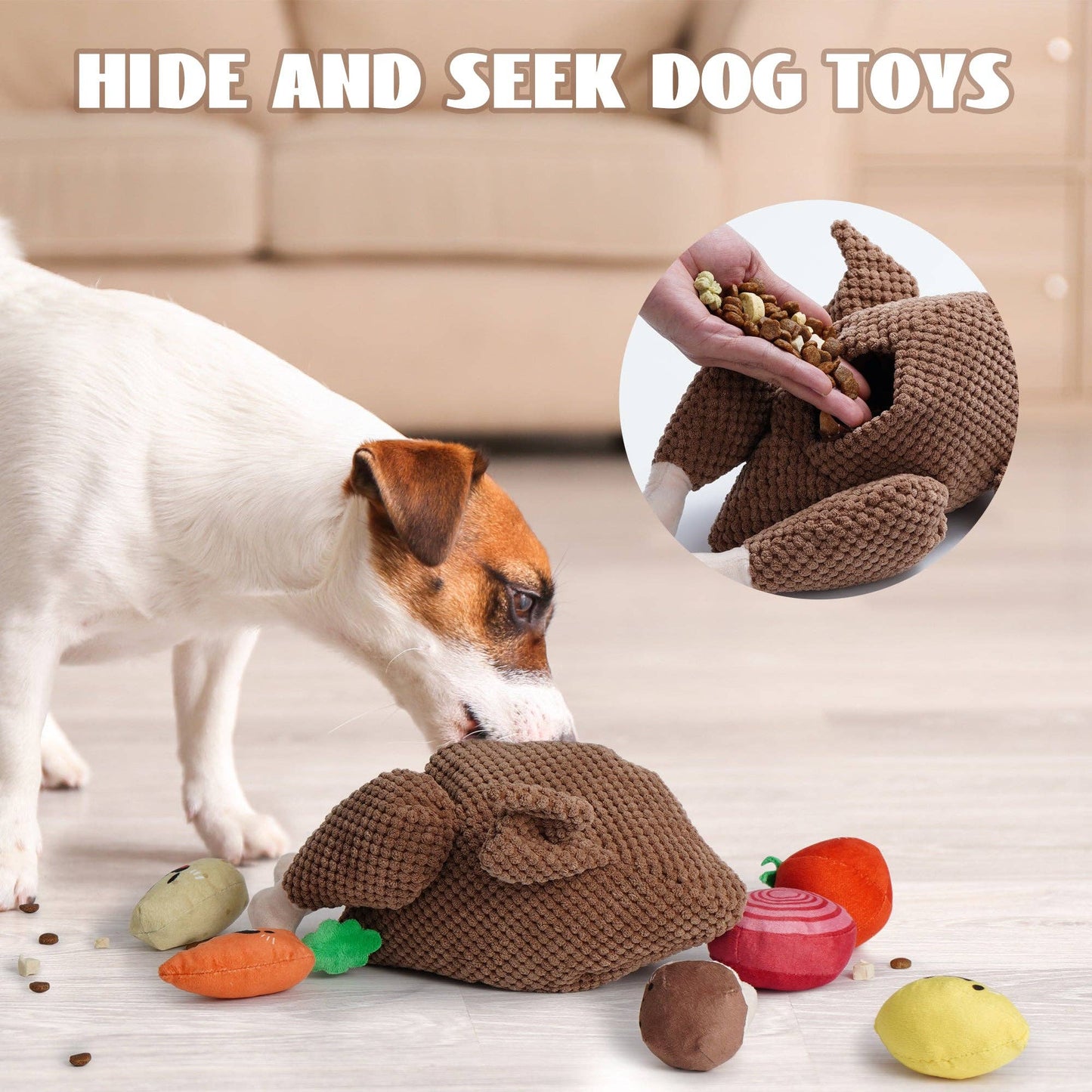 7 Piece Turkey Squeaky Dog Puzzle Toys