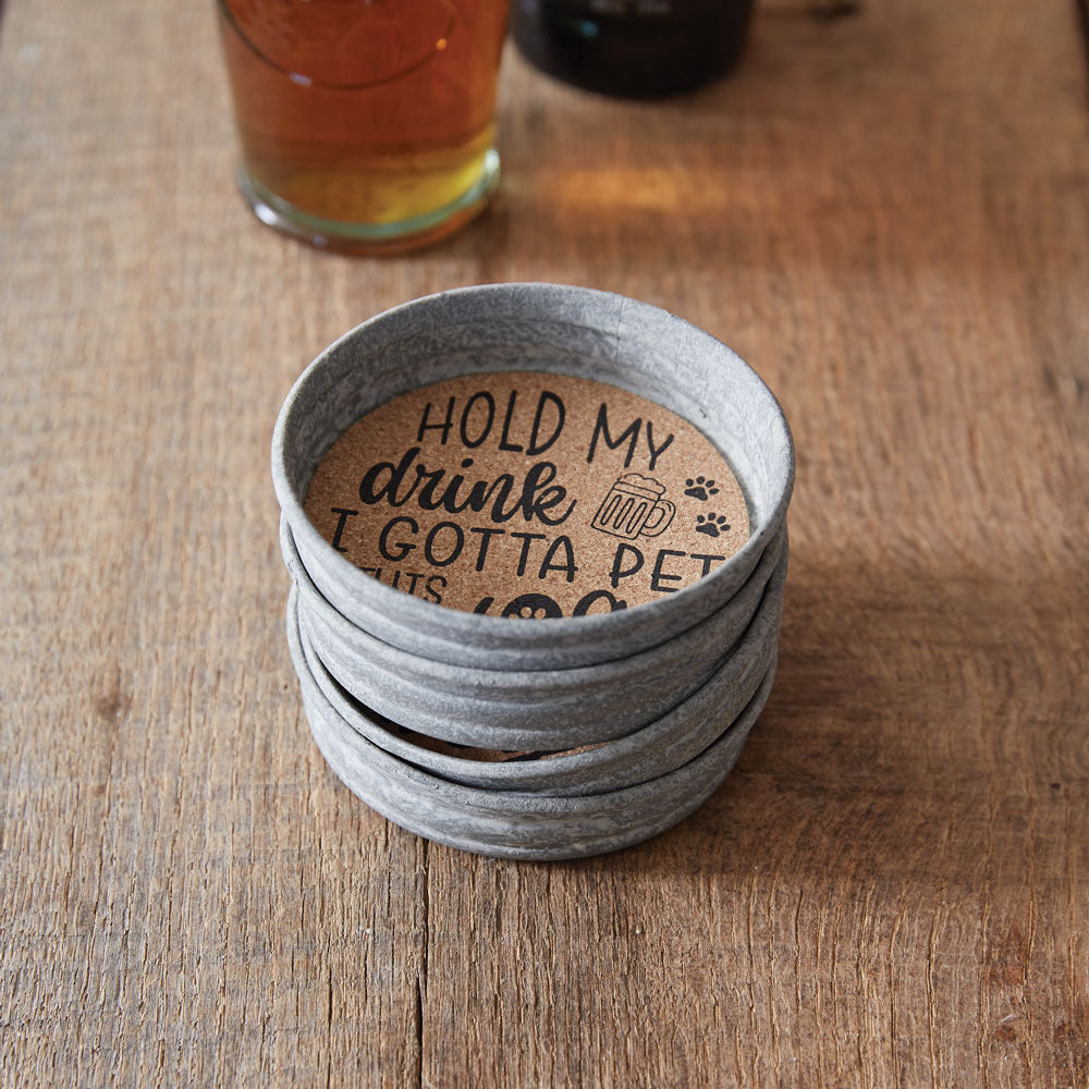 Set of Four Mason Jar Lid Coasters - Pet This Dog