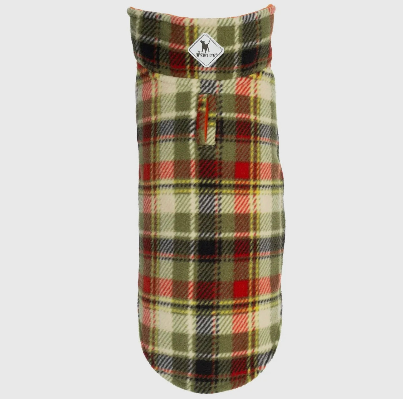 Olive and Orange Fargo Fleece Reversible Dog Jacket