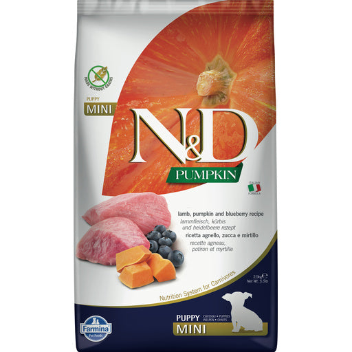 Farmina Dog Dry GF PUMPKIN
Puppy Lamb & Blueberry Mini 5.5#