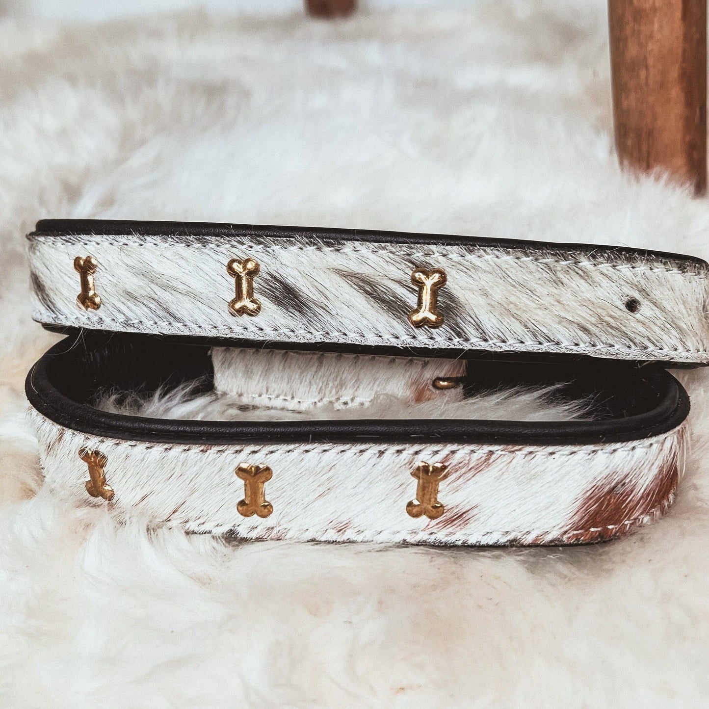 Cowhide and Leather Western Dog Collar