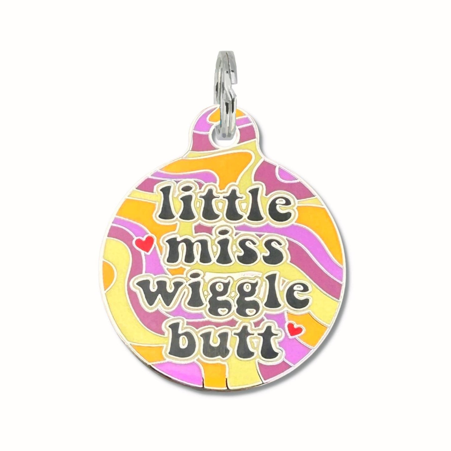 Dog Tag Collar Charm - Little Miss Wiggle Butt - QR Code