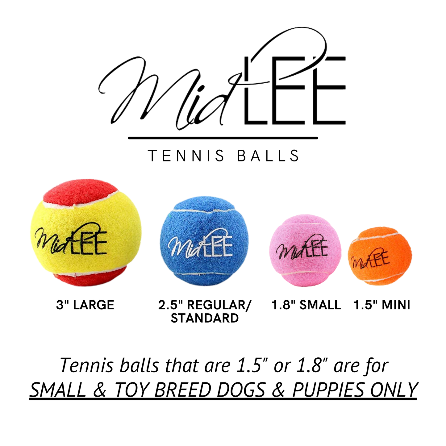 Midlee Mini Dog Tennis Balls Bulk 25-Pack (Assorted Colors)