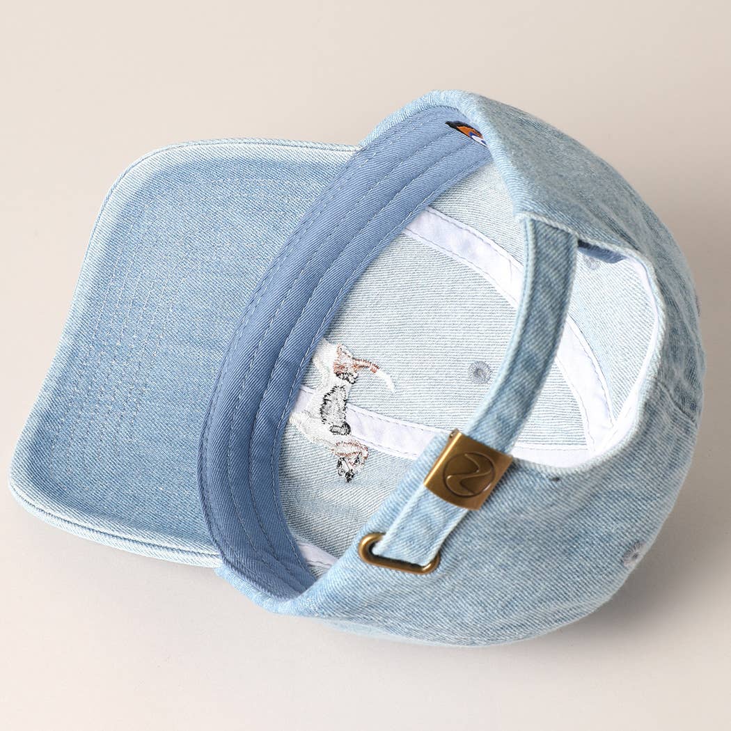 Beagle Dog Embroidered Denim Baseball Cap