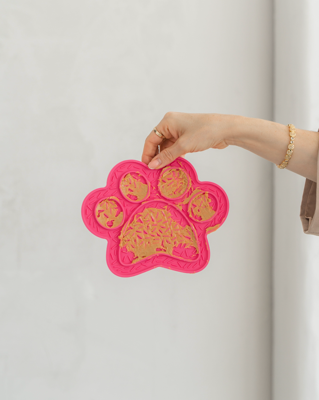 Hot Pink Paw Print Enrichment Lick Mat