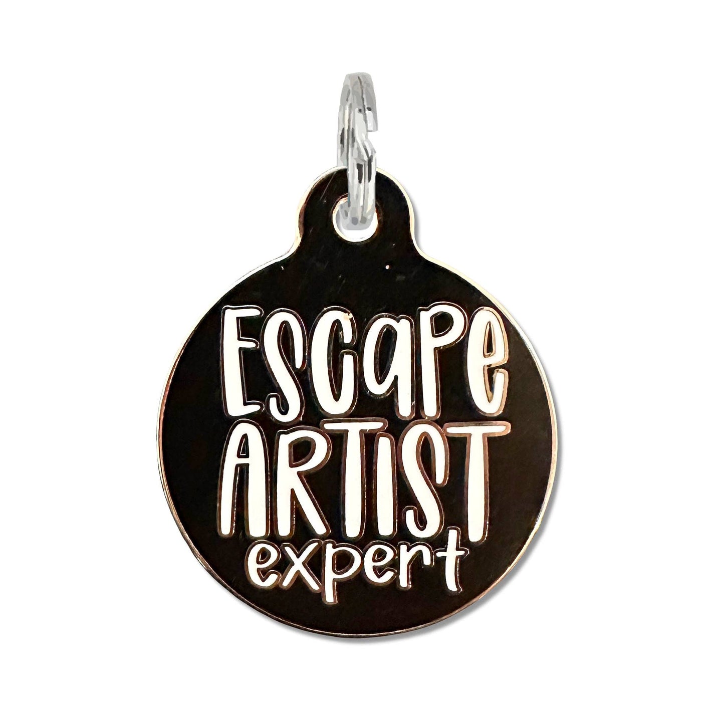 Dog Tag Collar Charm - Escape Artist Expert - QR Code