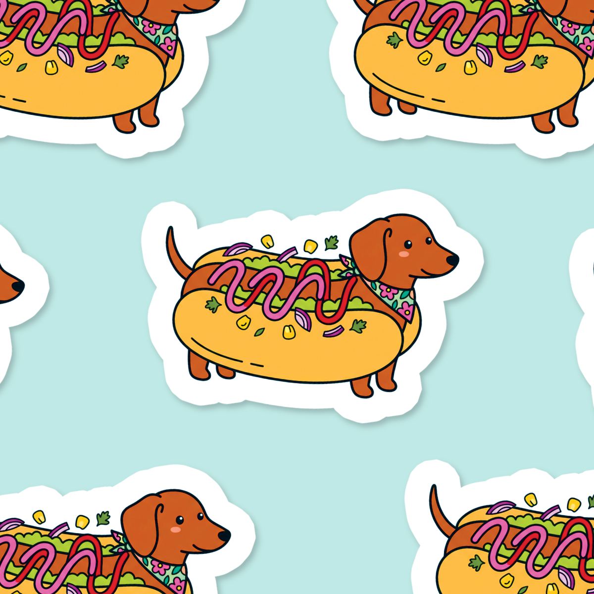 Summer Hot Dogs Waterproof Vinyl Sticker