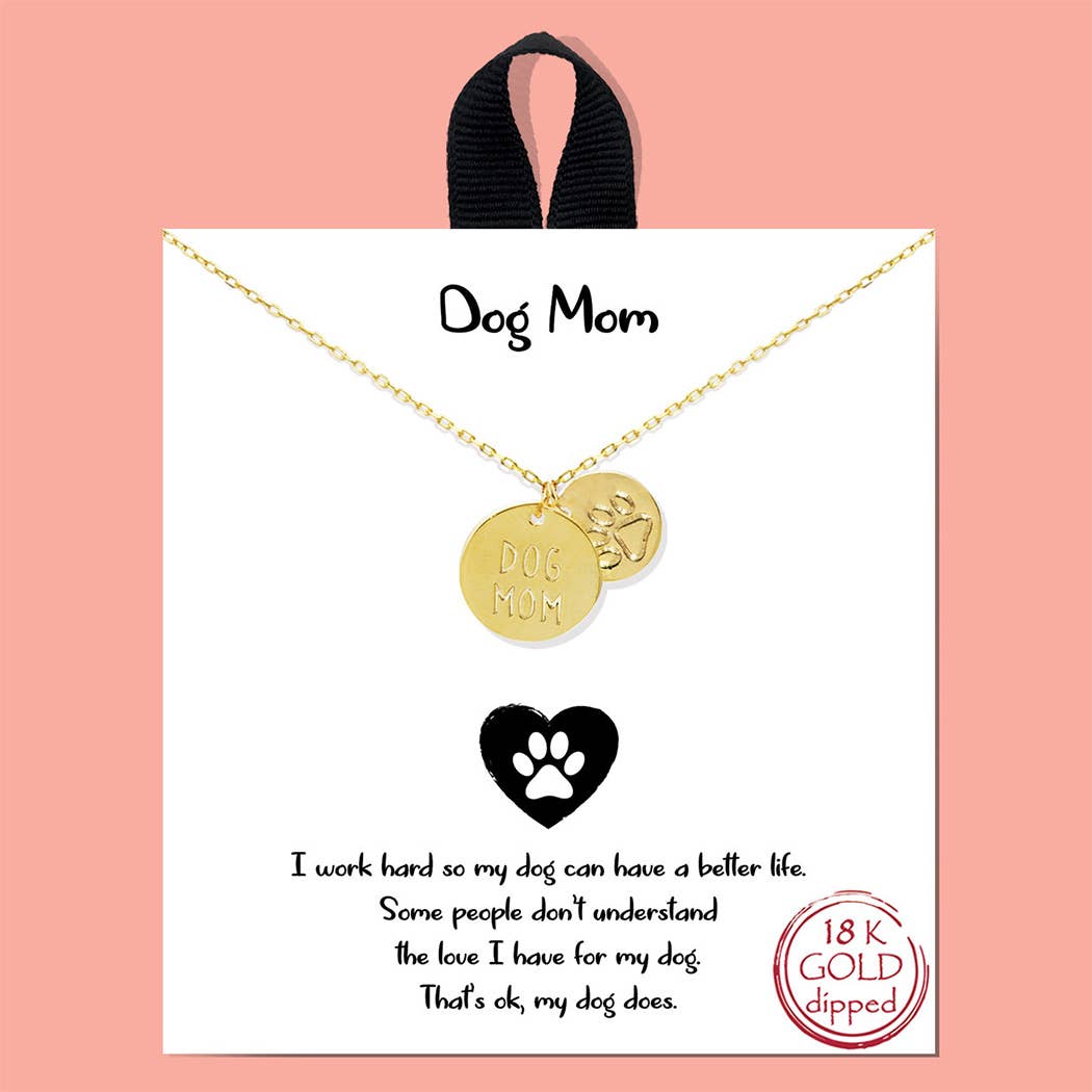 Gold-Dipped Dog Mom Charm Necklace