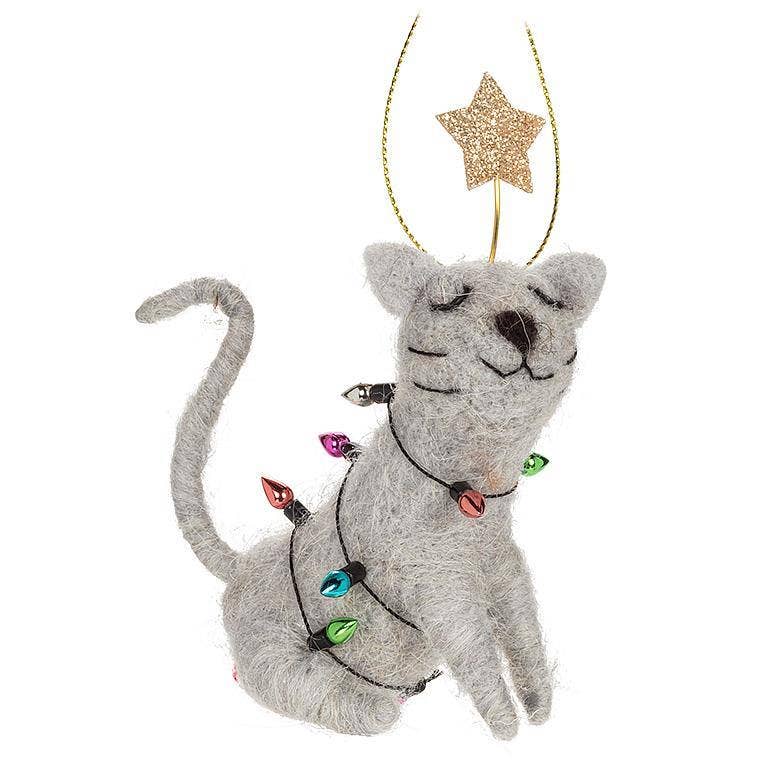Sitting Cat with Lights Ornament-4.5"H