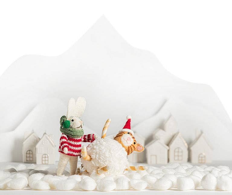 Cat with Hat in Snowball Ornament