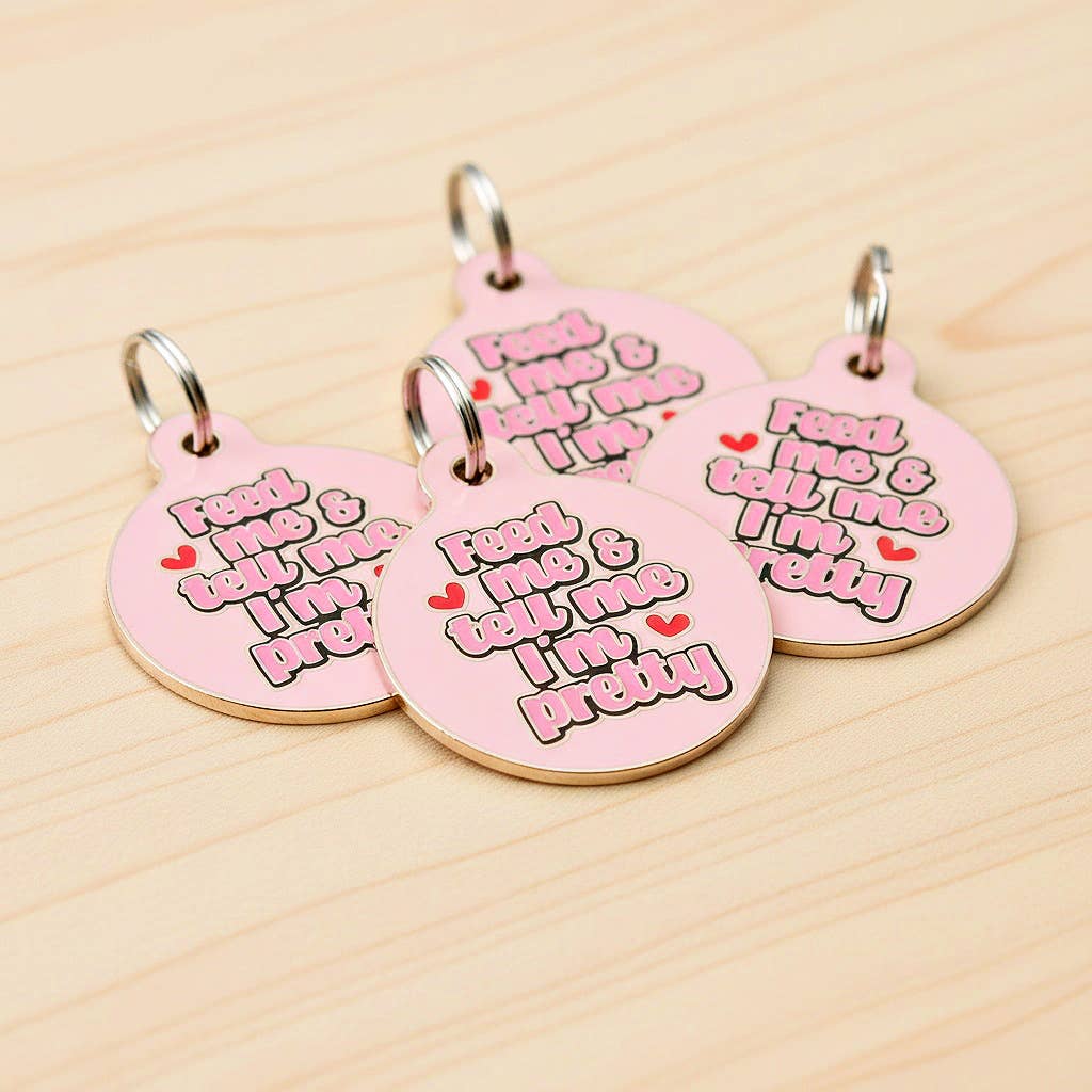 Cute Dog ID Tag w/ Personalized QR Code - Tell Me I'm Pretty