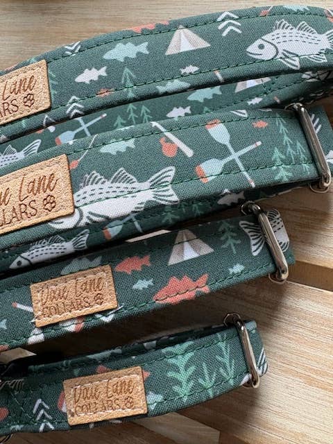 Green Fishing Dog Collar, Dixie Lane Collars
