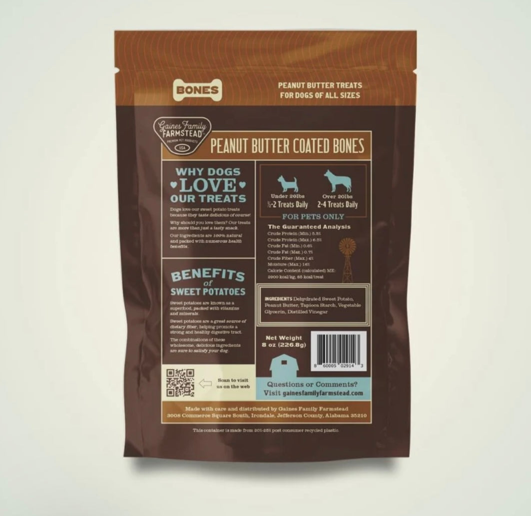 Peanut Butter Sweet Potato Bones - 8oz