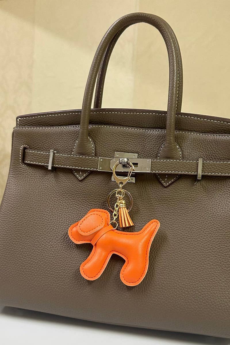 Vegan Leather Dog Bag Charm Keychain (Assorted)