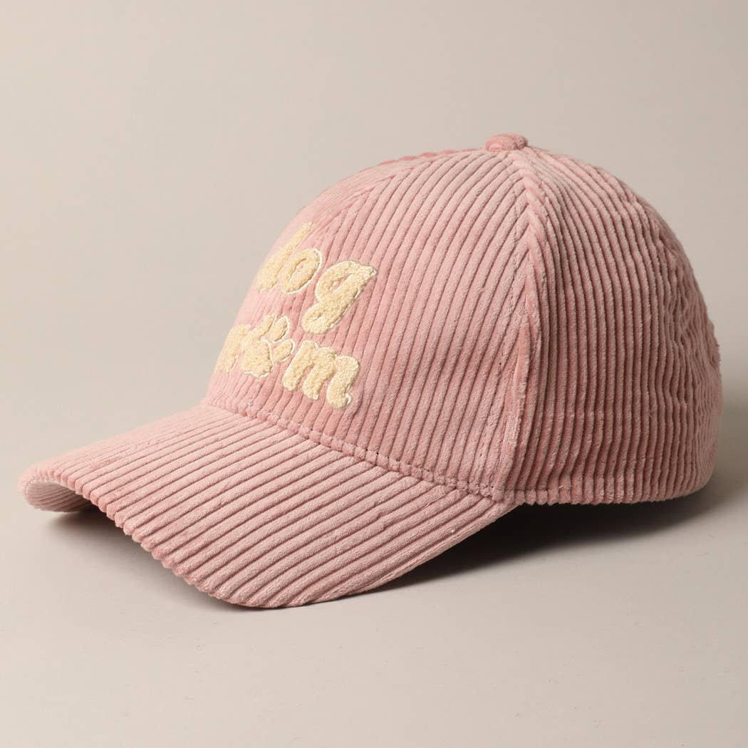 Dog Mom Chenille Patch Corduroy Baseball Cap