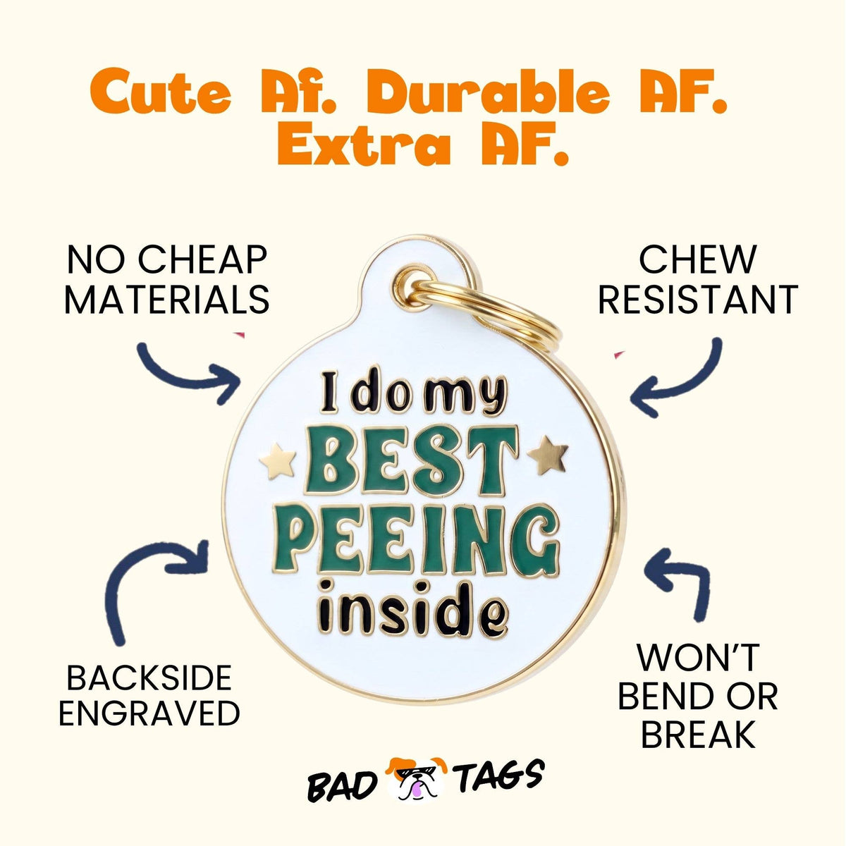 Funny Dog Tag Charm & Pet ID - I Do my Best Peeing Inside