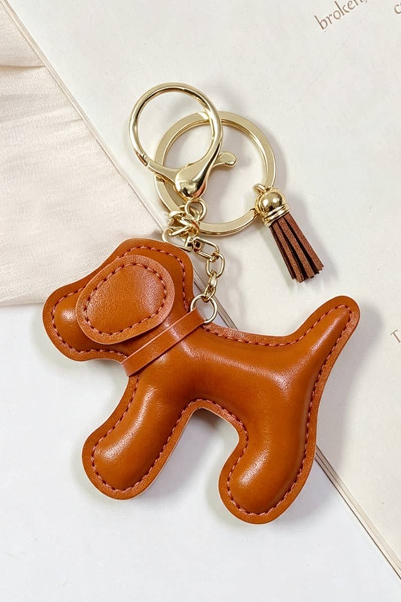 Vegan Leather Dog Bag Charm Keychain (Assorted)