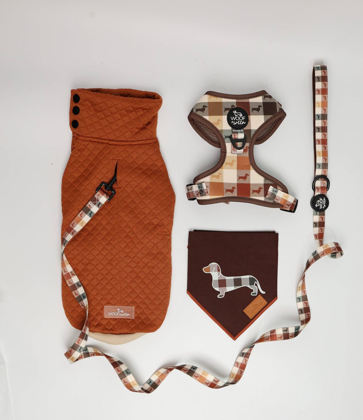 Dachshund Sweater - Rust Quilted Turtleneck Sweater