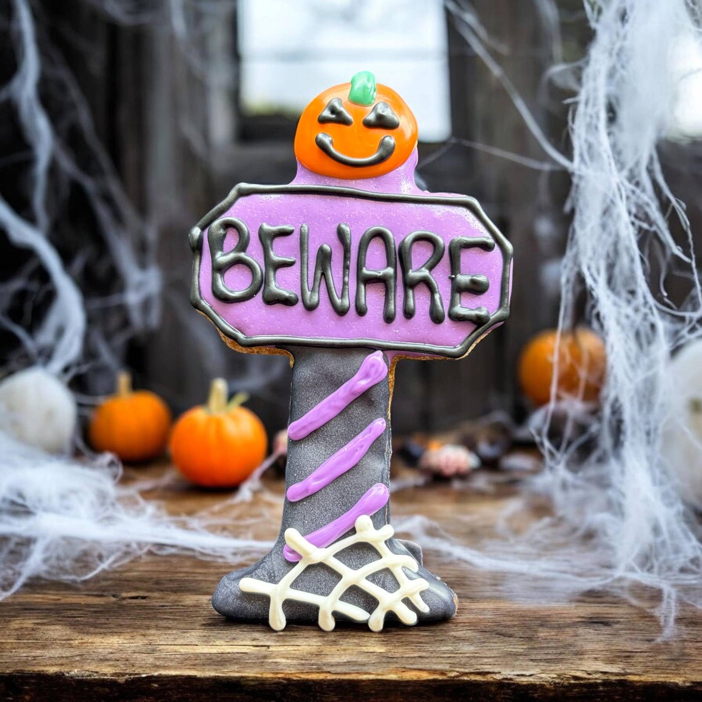 Beware Halloween Sign dog treats