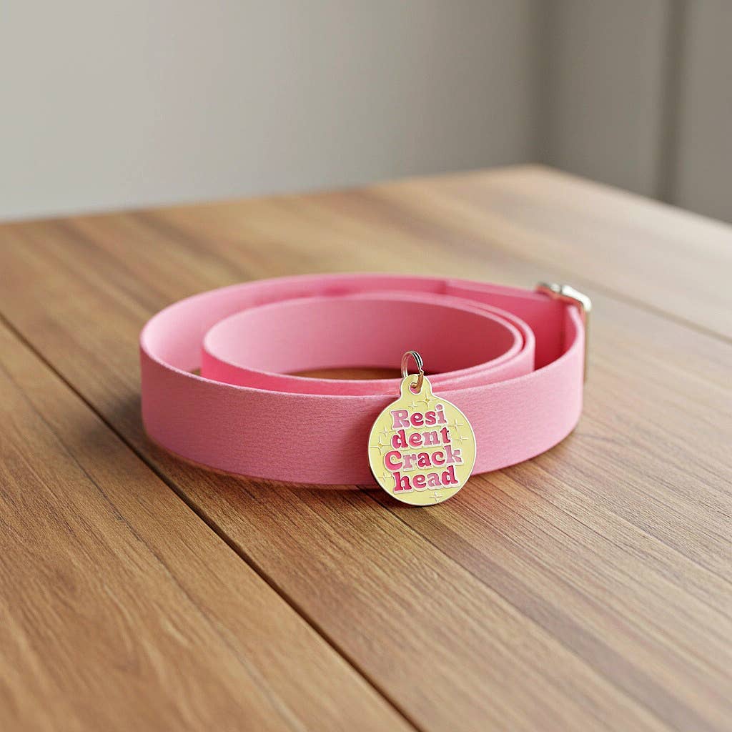 Dog Tag Collar Charm - Resident Crackhead - QR Code