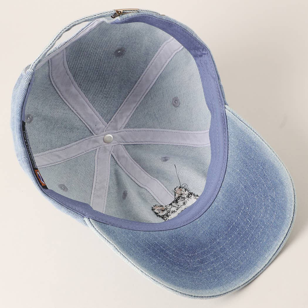 Siberian Husky Embroidered Denim Baseball Cap