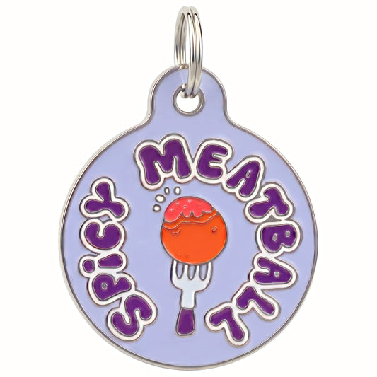 Funny Dog Tag Charm or Pet ID Tag - Spicy Meatball