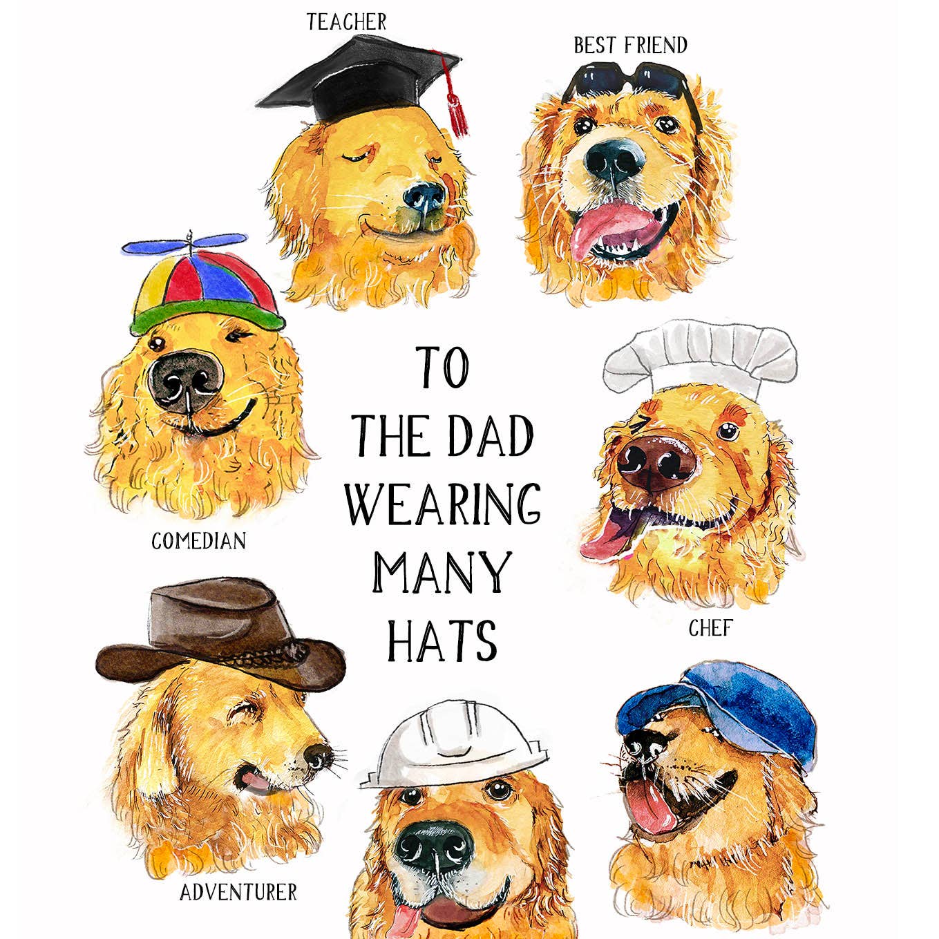 Dog Dad Hats - Funny Fathers Day Card