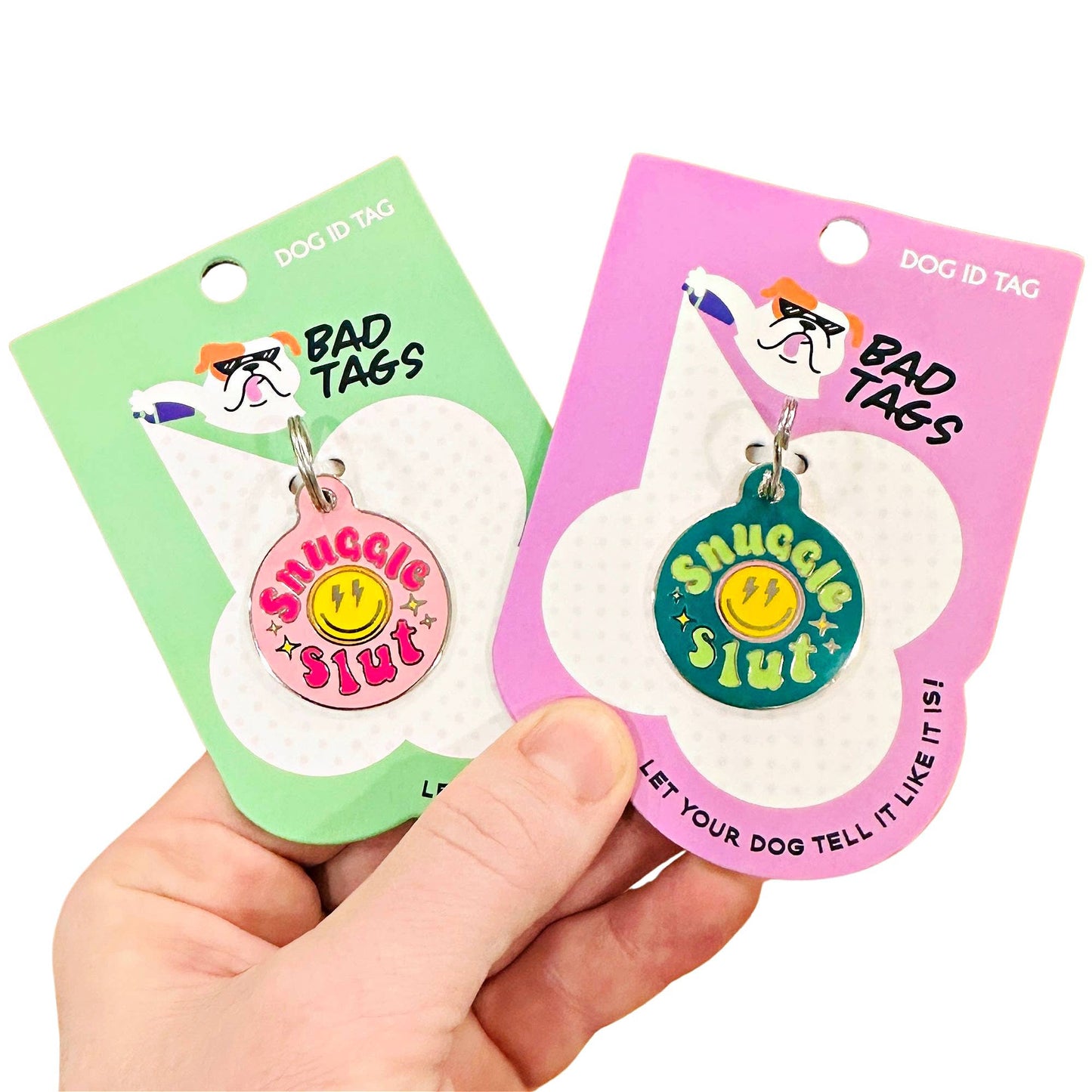 Funny Dog ID Tag with Personalized QR Code - Snuggle Slut