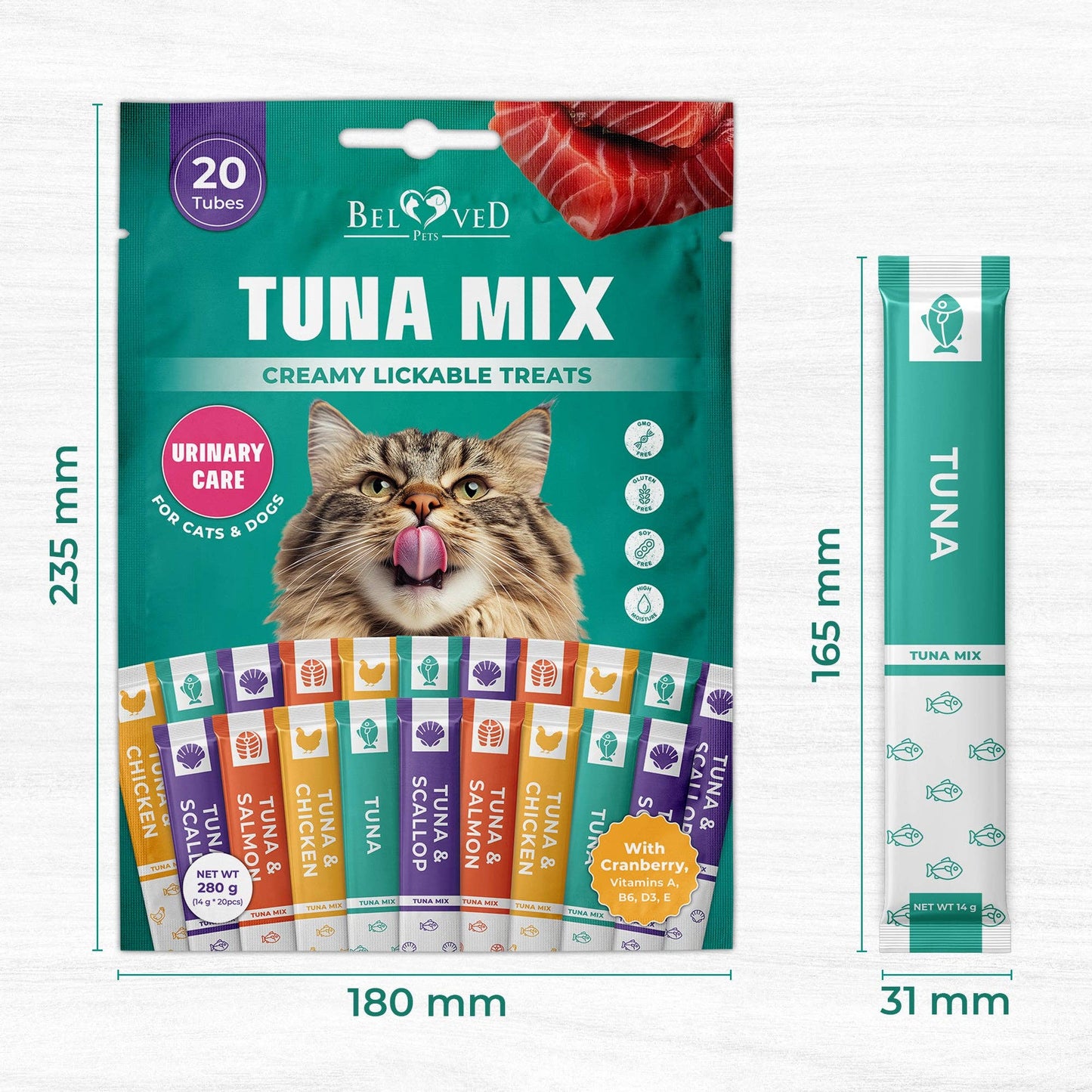 Lickable Cat & Dog Treats (Squeeze Tubes) – Tuna Mix, Urinary Care, Multivitamin (10 Ounce (Pack of 1)