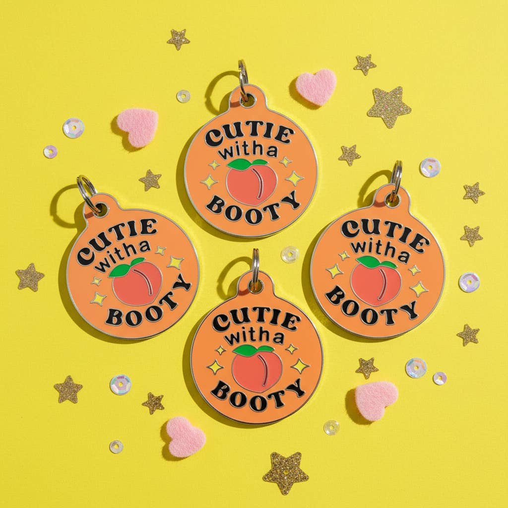 Enamel Dog Tag with Scannable Pet ID - Cutie with a Booty