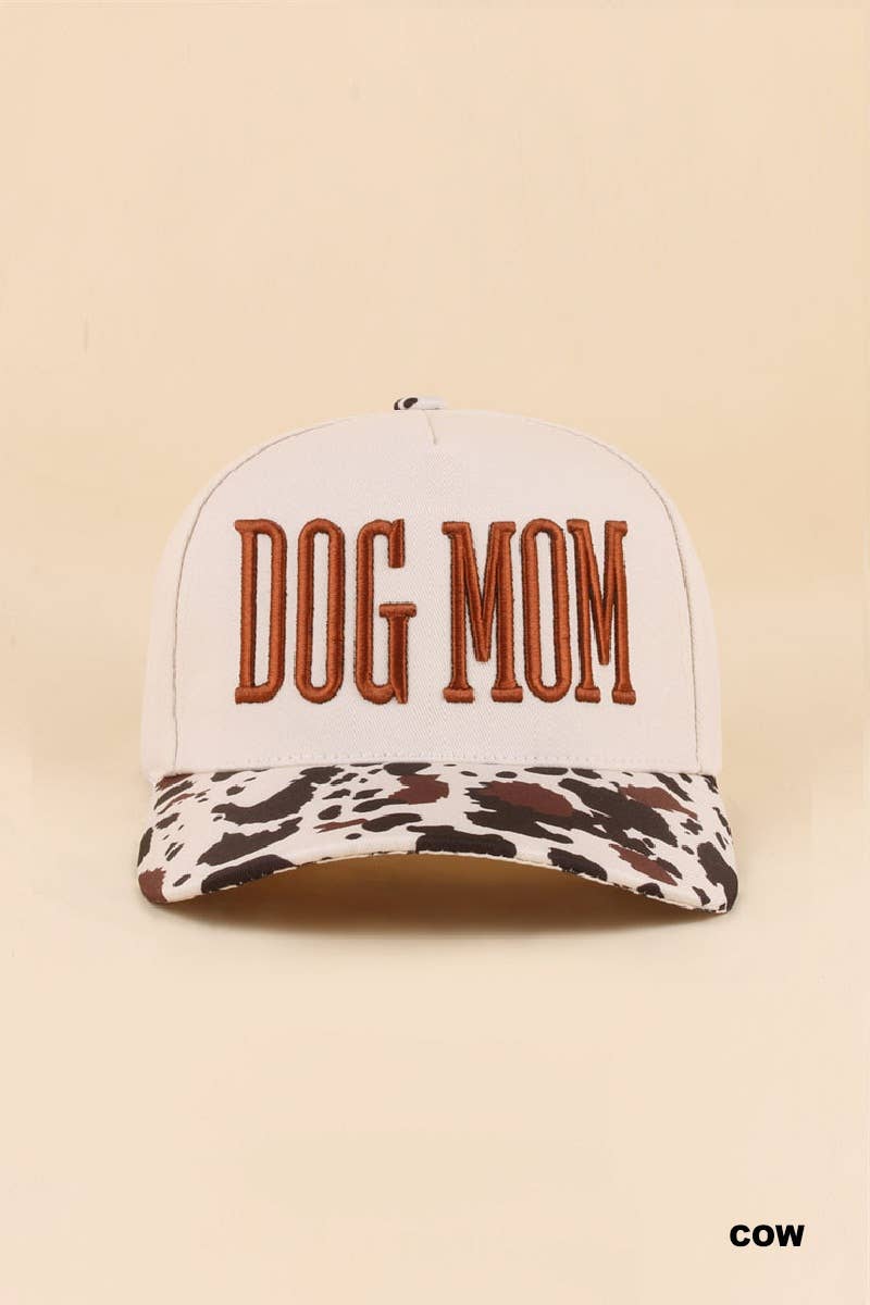 Dog Mom Cowprint Snapback