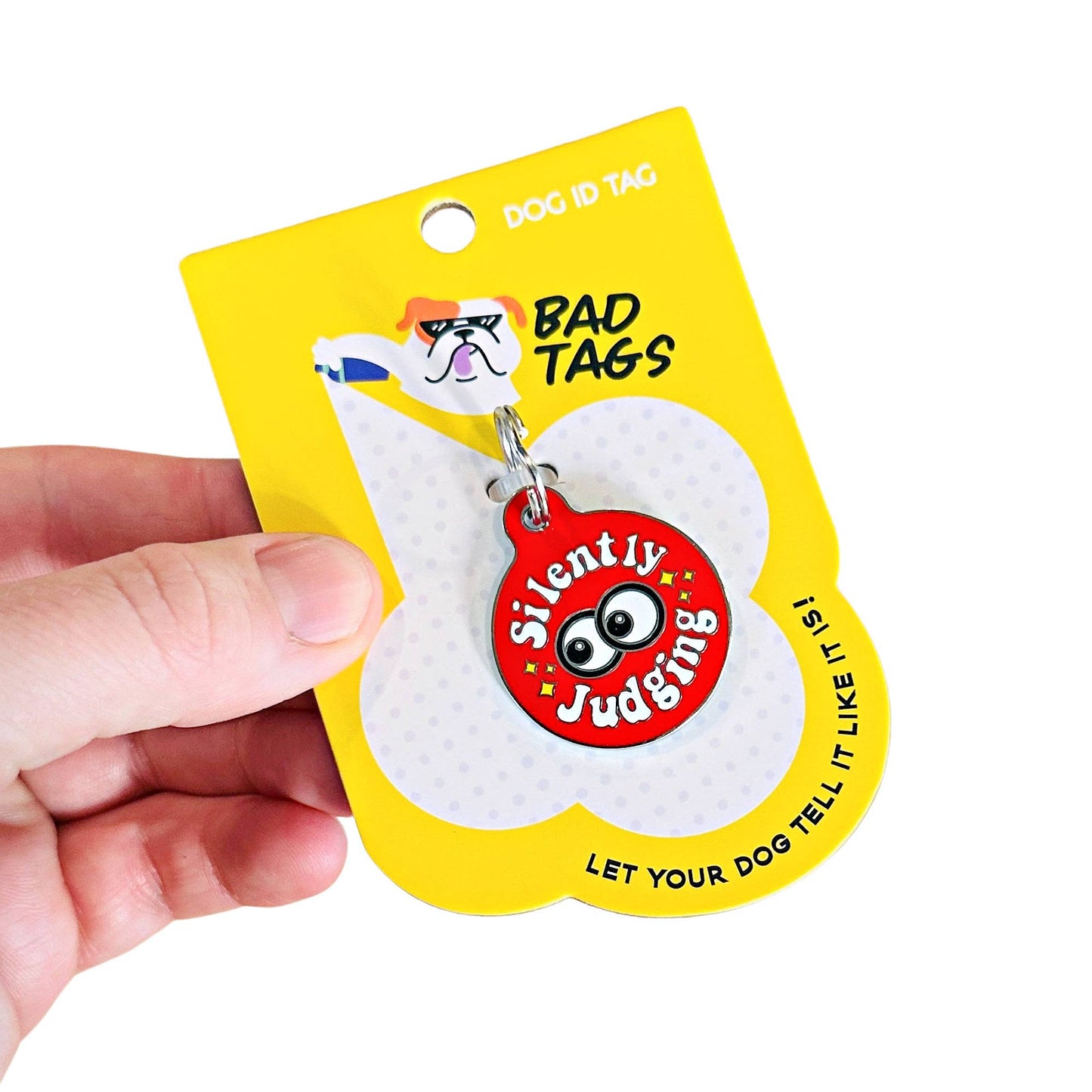 Dog Tag Collar Charm - Silently Judging - QR Code