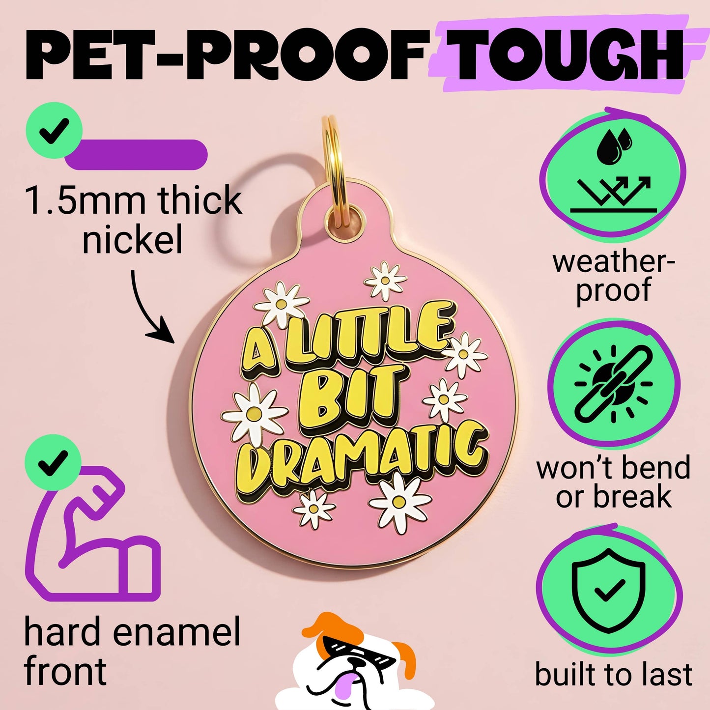 Funny Dog Charm & Pet ID Tag - A Little Bit Dramatic