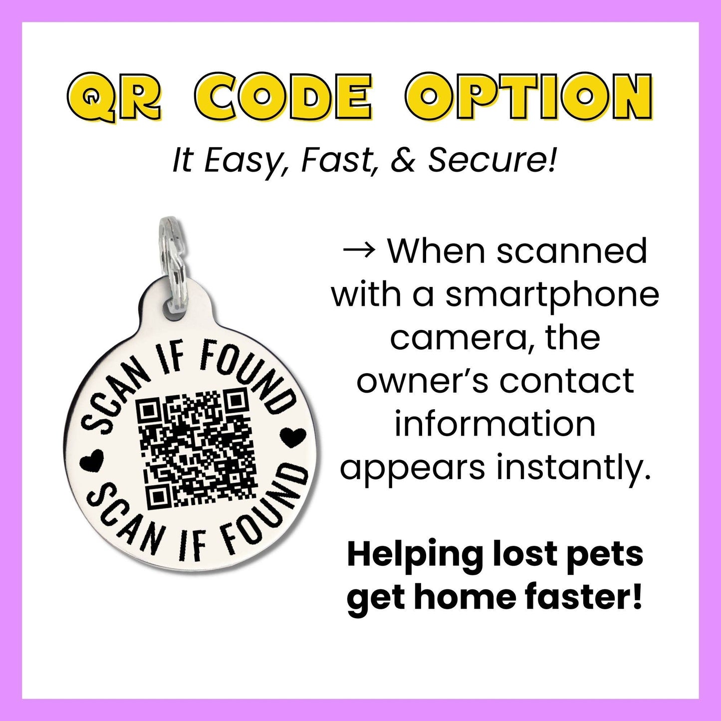 Funny Dog ID Tag Scannable QR Code - Big Bark Small Wiener