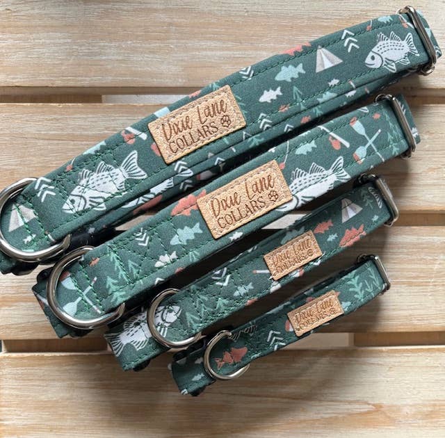 Green Fishing Dog Collar, Dixie Lane Collars