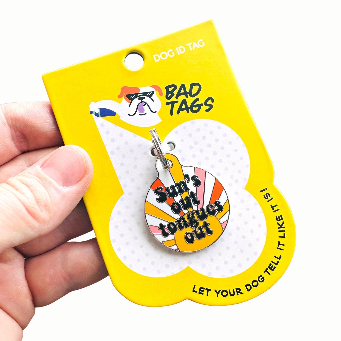 Dog Tag Collar Charm - Suns Out Tongues Out - QR Code