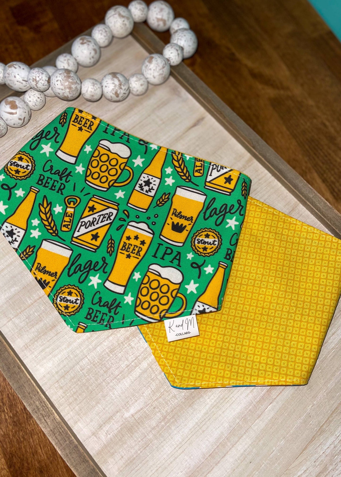 Craft Beers Green Reversible Dog Bandan