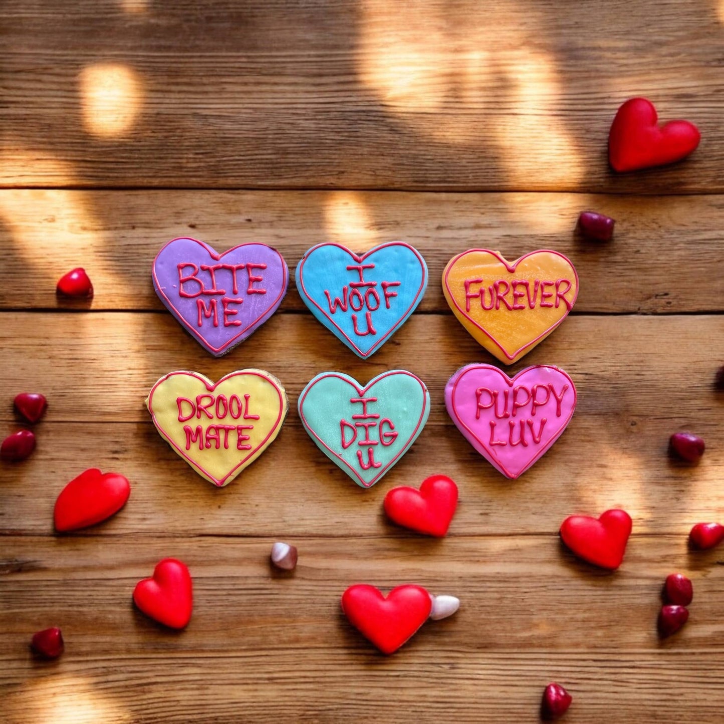 Large Conversation heart dog treats