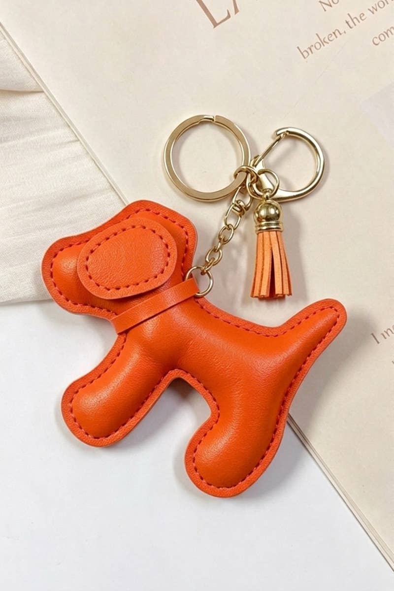 Vegan Leather Dog Bag Charm Keychain (Assorted)
