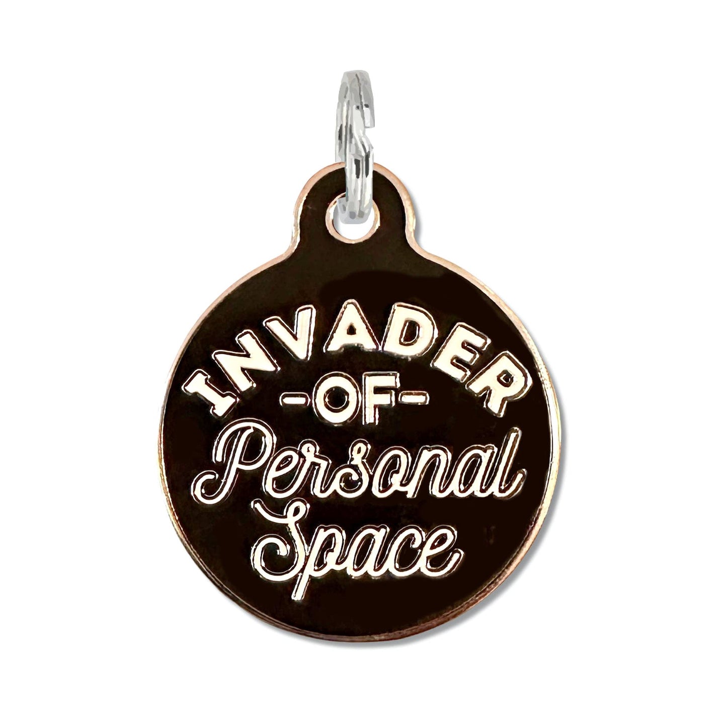 Dog Tag Collar Charm - Invader of Personal Space - QR Code