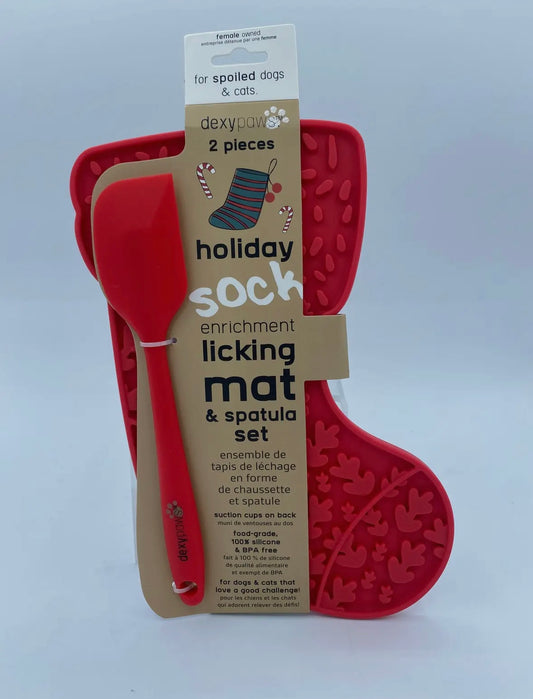 Stocking Enrichment Lick Mat with Silicone Spatula