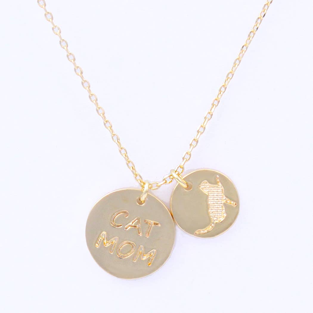 Cat Mom Coin Charm Pendant Necklace