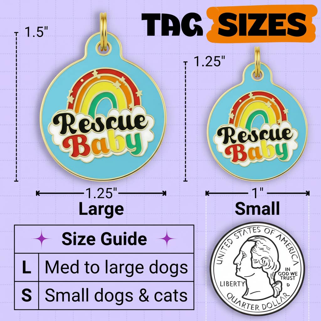 Pet ID Tag - Rescue Baby *Blue - QR CODE