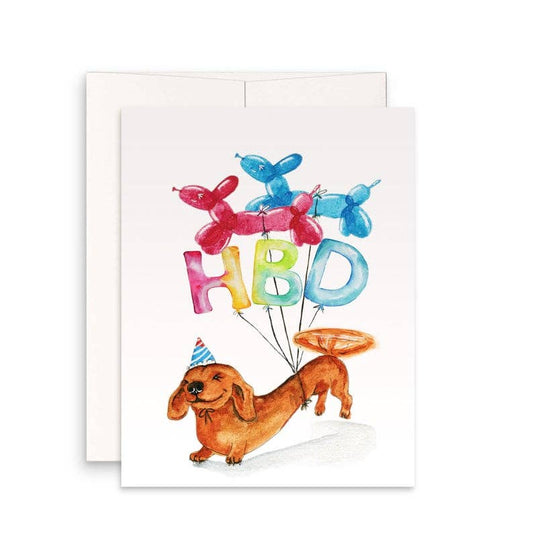 Wiener HBD Party Balloons - Funny Birthday Card